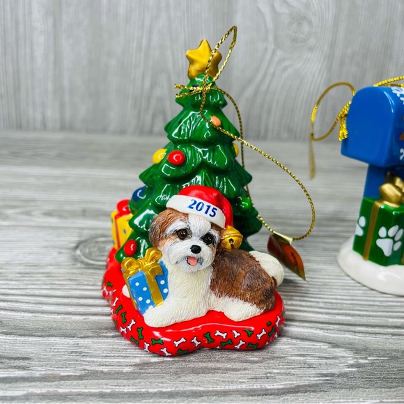Danbury mint Maltese / shih tzu dog Christmas figurine / ornaments collectible - Picture 4 of 14